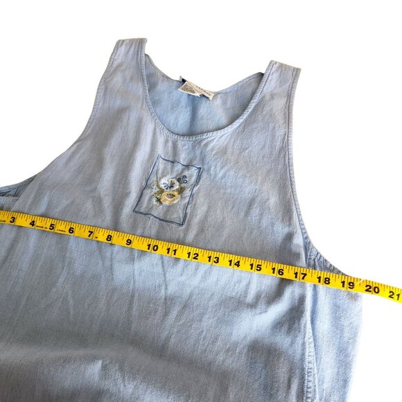 Donnkenny‎ Casual Womens Dress Size Large Blue 100% Cotton Side Slit Sleeveless - Picture 7 of 10